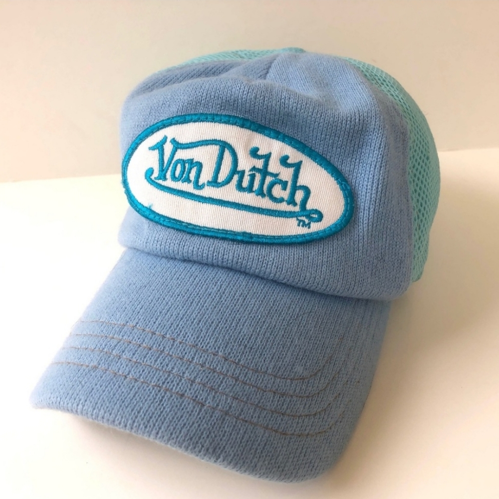 Rare Vintage y2k Baby Blue Von Dutch Trucker Hat Gift Rare Von Dutch 2000s Hat